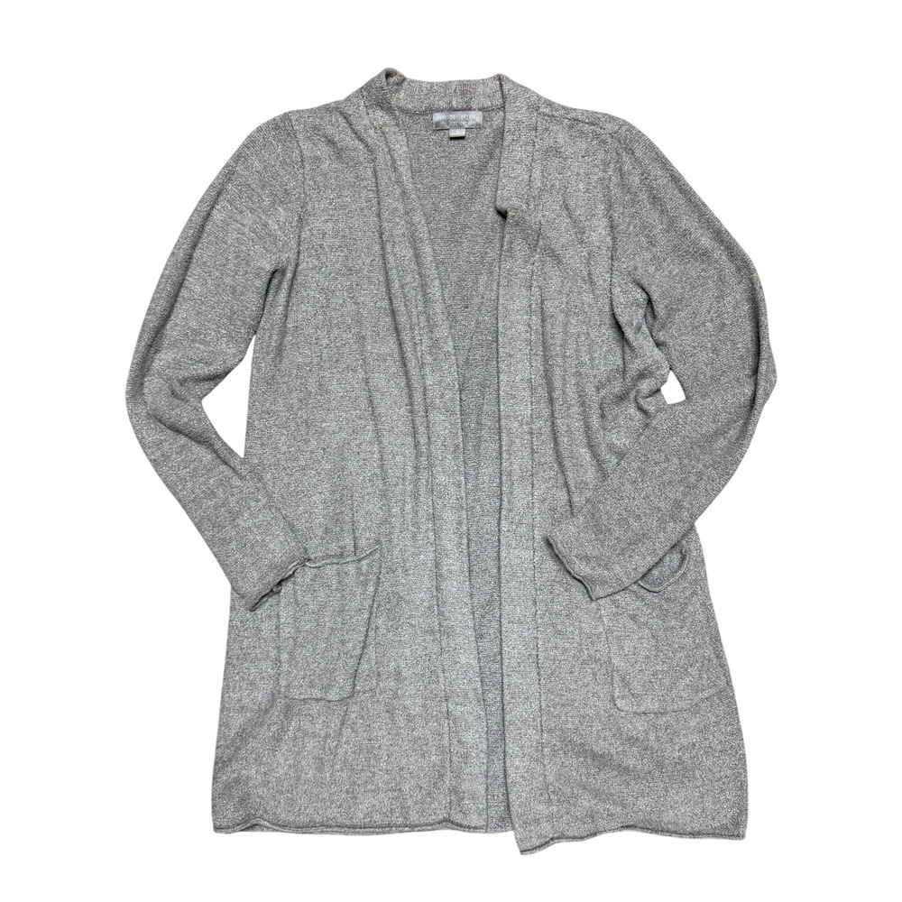 Barefoot Dreams CozyChic Lite Cardigan Gray Open Front Pocket Sweater